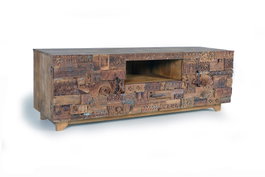 GINER Y COLOMER Meuble TV en bois de manguier naturel